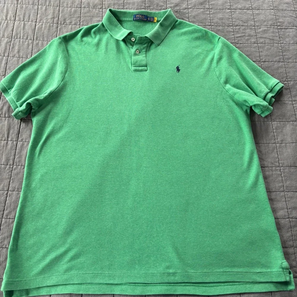 Polo Ralph‎ Lauren Polo Shirt Men's XL 100% cotton green short sleeve EUC